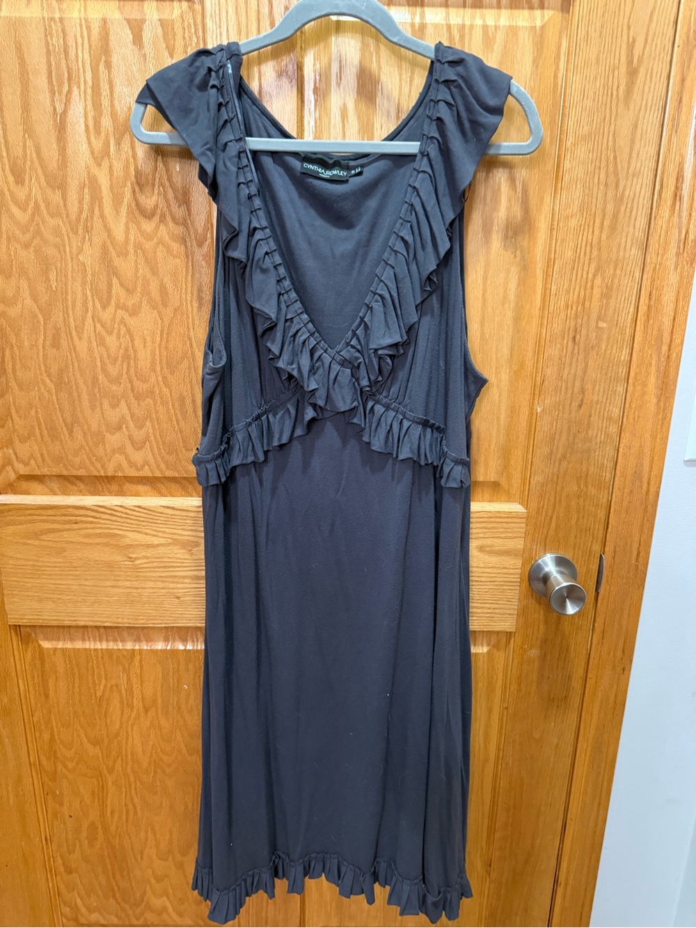 Women's dark grey Cynthia Rowley Ruffle-Trim Sleeveless Dress